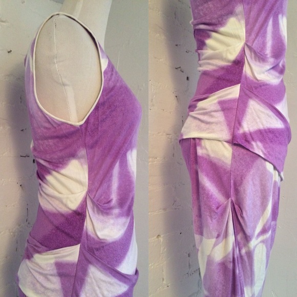 Halston Heritage Inkblot Ruched Bodycon Midi Dress - Picture 8 of 8